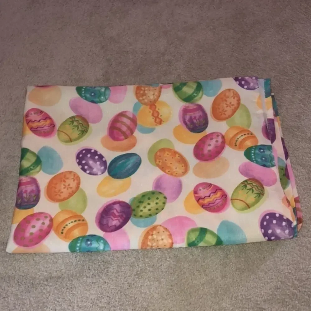 Easter Egg Print Eggs Fabric Tablecloth Multi color‎ 67x50”